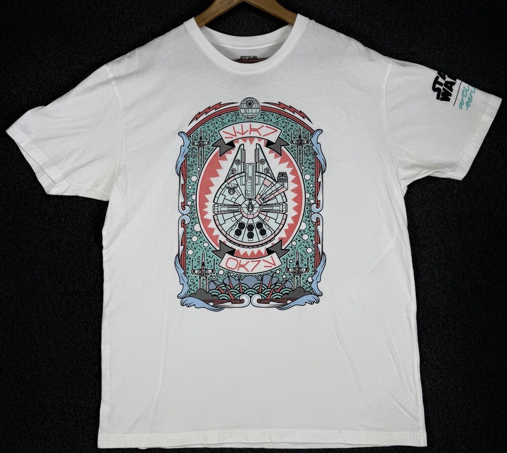 Star Wars Millennium Falcon Graphic T-Shirt Mens XL White Fifth Sun Cotton